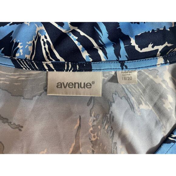 AVENUE, PLUS 18/20, BLACK/BLUE, FAUX WRAP TOP DRESS - Picture 3 of 9